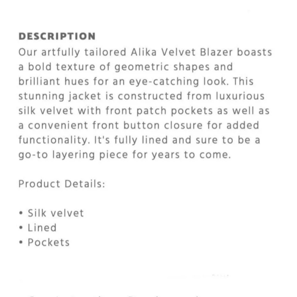 Johnny Was | Alika Velvet Silk Blazer - Picture 11 of 11
